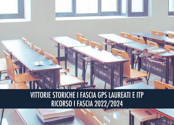 VITTORIE STORICHE I FASCIA GPS LAUREATI E ITP - L’AVV. BUONANNO FA RICONOSCERE IL DIRITTO ALLA I FASCIA A LAUREATI ED ITP CON 24 CFU E/O 3 ANNI DI SERVIZIO – RICORSO GIUDICE DEL LAVORO I FASCIA GPS 2022/2024