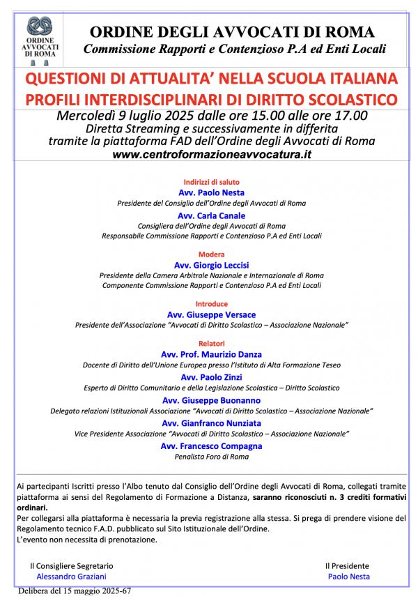 QUESTIONI DI ATTUALITÀ NELLA SCUOLA ITALIANA - PROFILI INTERDISCIPLINARI DI DIRITTO SCOLASTICO